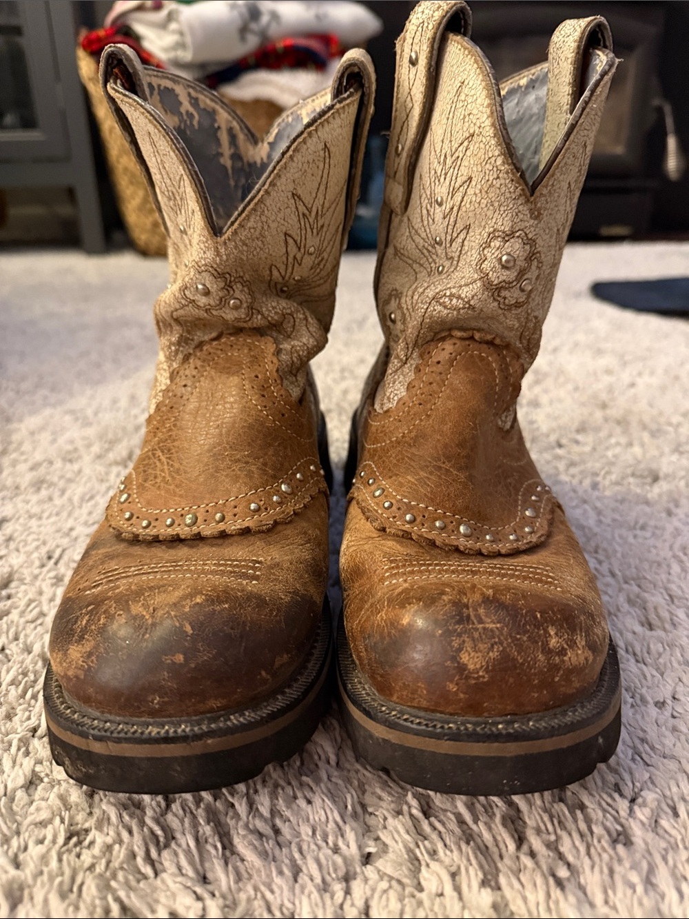 Ariat womens Western Work Boots cowgirl western fair condition leather - Picture 1 of 9